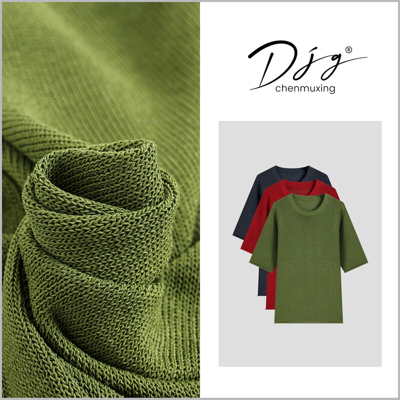 【Heihei Home】"Tiaohe and Paper Yarn" New Summer Style Women's Round Neck Rolled Edge Design Loose Knit Top
