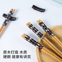 Chopsticks home high-grade solid wood home clothing wooden cute personality non-slip fast Child gift Japanese gift gift 5 pairs