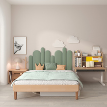 (Goodnight Superman) Cactus full solid wood childrens bed back soft bag tasteless and unpainted boys and girls Nordic