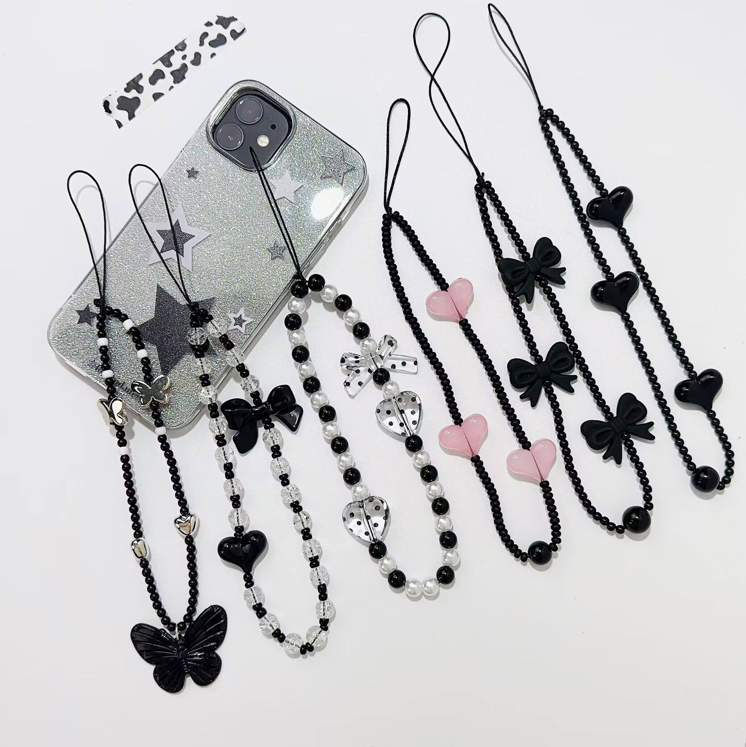 Original and handmade Y2K dark style mobile phone chain, versatile creative butterfly heart accessory, pendant chain, bag chain, key chain