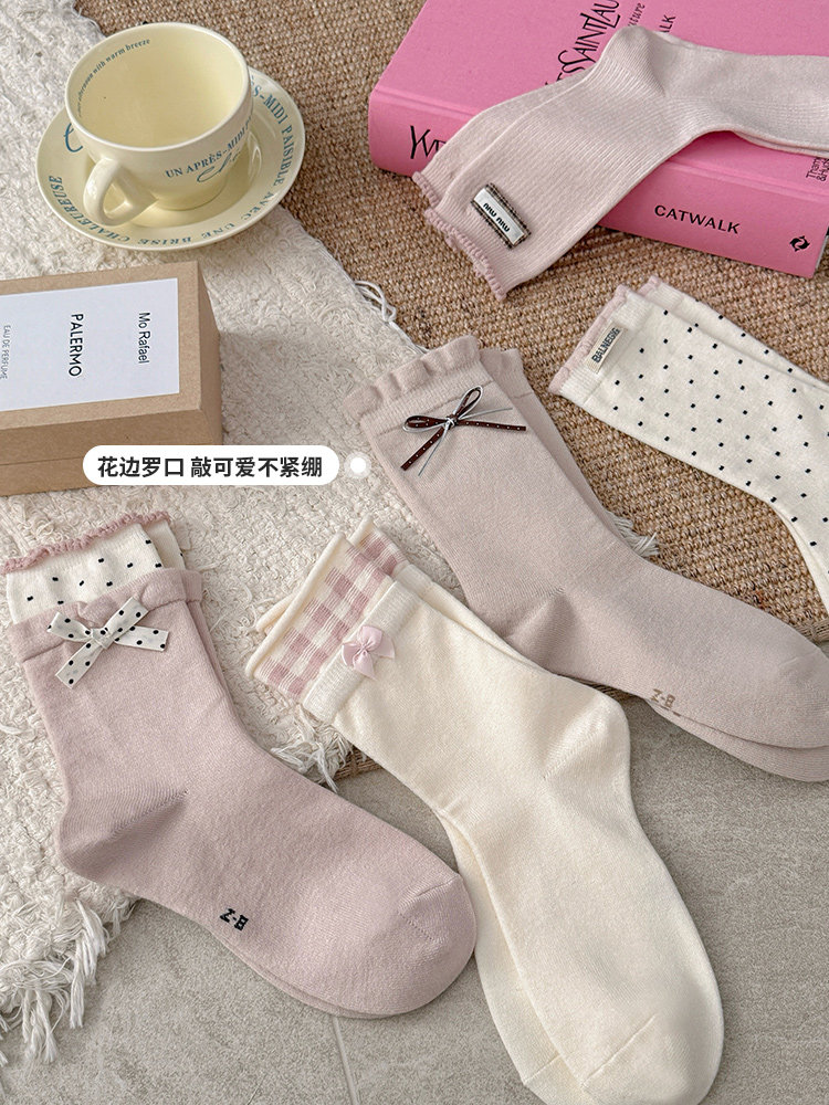 Six-Fingered Mouse Warm Socks for Girls, High Tube, Medium and Large Children, Double Loop, Mid-Length Tube, Autumn and Winter Cotton Socks, Adult Women's Socks