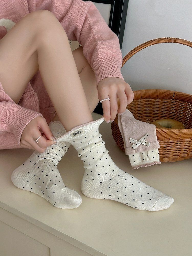 Six-Fingered Mouse Warm Socks for Girls, High Tube, Medium and Large Children, Double Loop, Mid-Length Tube, Autumn and Winter Cotton Socks, Adult Women's Socks