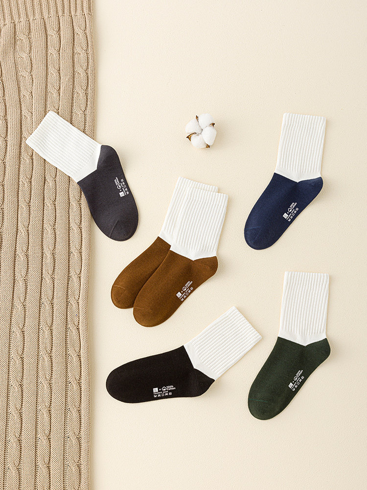 100% Pure Cotton Sports Seamless Six-Finger Socks for Boys, Children's Socks, All-Cotton Winter Autumn and Winter Socks for Older Children