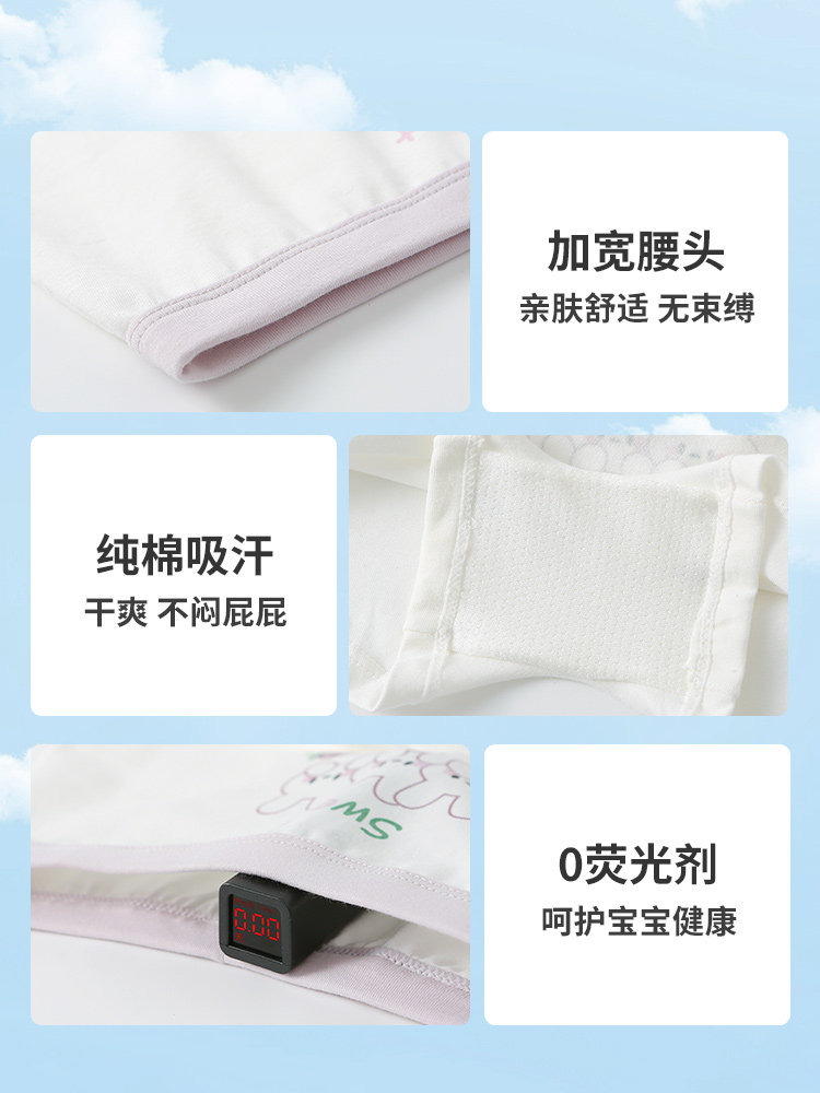 Six-Fingered Mouse Children's Underwear for Girls, Baby Pure Cotton Boxer Briefs, Summer Thin Breathable Non-Binding Four-Corner Shorts