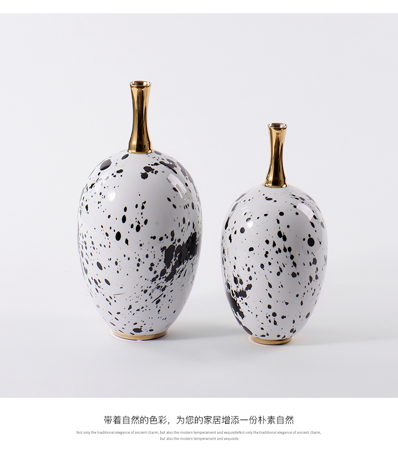 New Chinese style postmodern, black and white ink pen grain storage tank simulation flower, flower arranging, the sitting room porch ceramic vases, furnishing articles