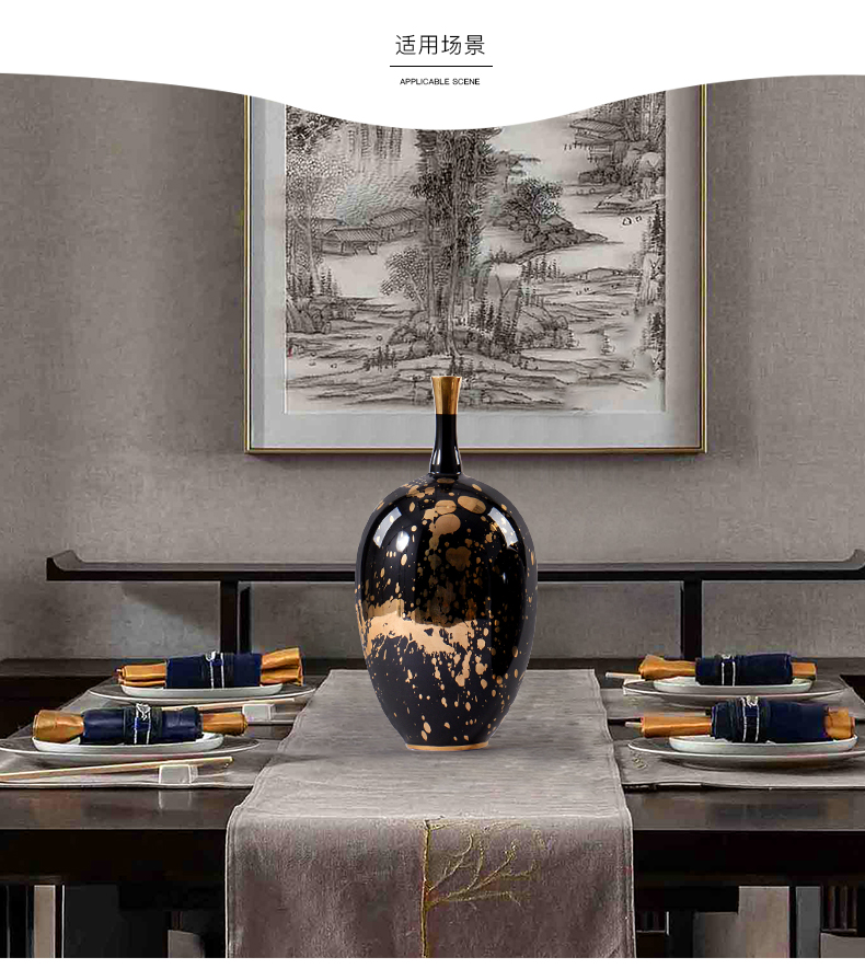 New Chinese style in modern light key-2 luxury black ink pen grain ceramic furnishing articles porch tea table edge ark, European fine expressions using the vase