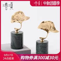 Light luxury modern copper ginkgo leaf ornaments sales office Model House Hotel new Chinese porch exhibition hall cabinet soft decoration