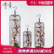 New Chinese large-scale landing plum bird cage simulation flower art model room hotel lobby aisle corridor soft decoration