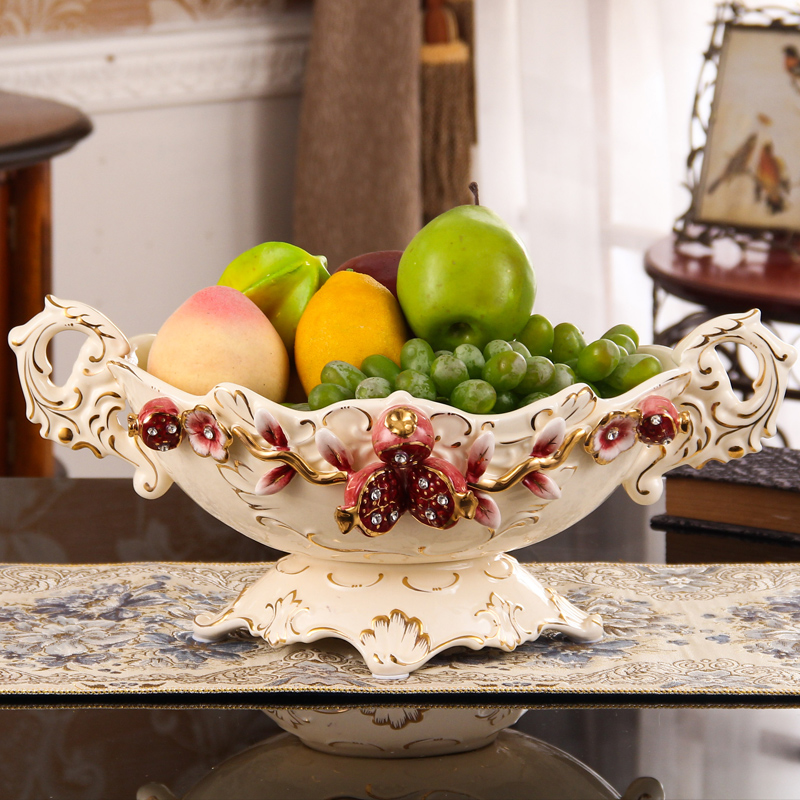 Real Accessories Eurostyle Fruit Tray Big home Living room Tea Table Decorations Wedding Pendulum suit Creative Ceramic Fruit Tray