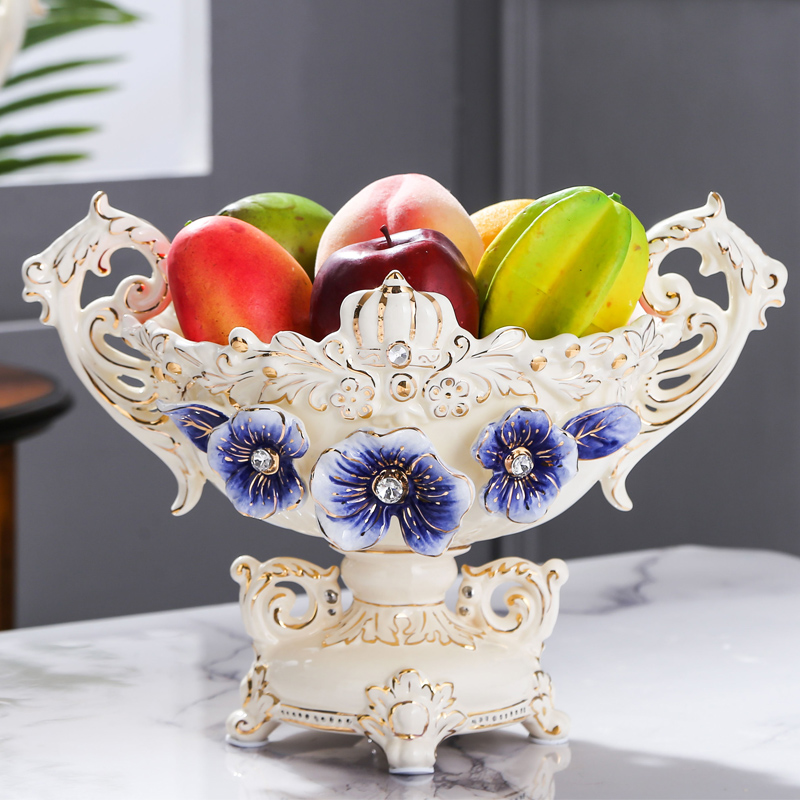 Real Decoration Eurostyle Decorative Fruit Tray Living Room Lavish Creativity Home Ceramic Fruit Tray Tea Table Handicraft Swing Accessories