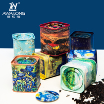 Van Gogh series small tea cans metal mini portable travel car sealed tea box creative personality fashion