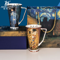 Avalon creative bone china mug couple ceramic cup pair of European gift box with spoon milk cup large capacity