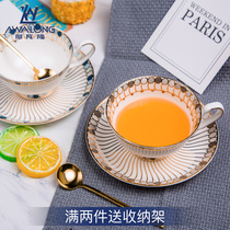 Bone China coffee cup saucer set home Creative ceramic English afternoon tea cup with spoon European small luxury gilt mug