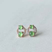 Emerald Earrings Sun Green Ice Sterling Silver Inlaid Jade Earrings