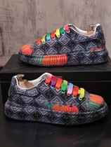 European station 2024 spring new mens shoes retro fashion color matching graffiti sneakers ins rhinestone sports casual shoes