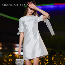 Dress women 2021 new high end dinner party date elegant short fashion White dress dress 7385