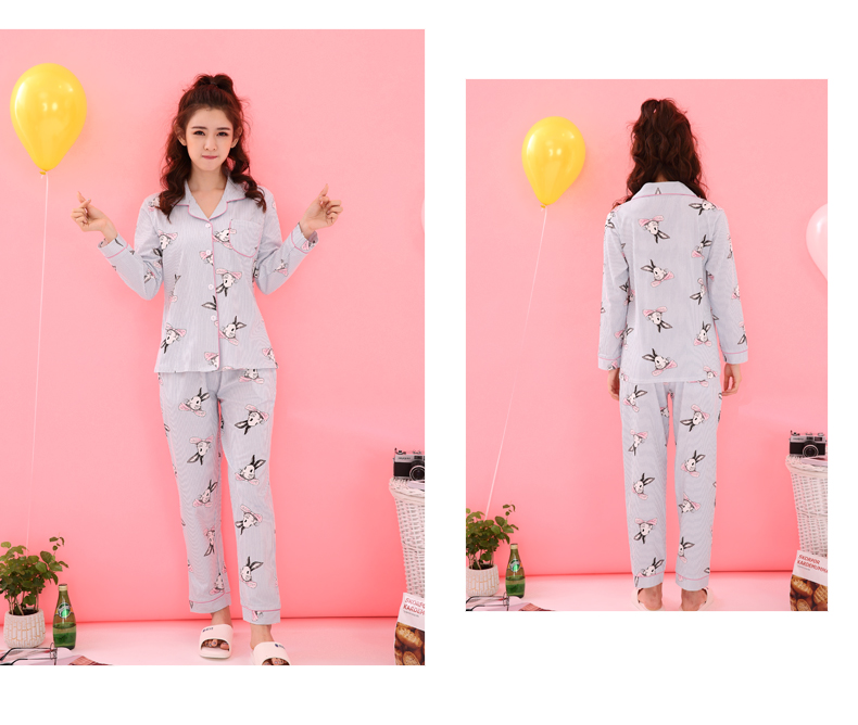 Áo len nữ mùa thu dài Đồ ngủ dễ thương Áo len cotton nữ XL Áo lót ngọt ngào dày đồ ngủ phi bóng