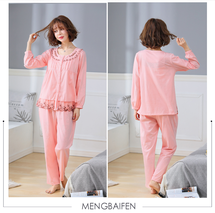 Đồ ngủ nữ cao cấp cotton mùa thu trong tay áo người mẹ XL dịch vụ nhà cotton phù hợp với áo len bộ đồ mặc nhà