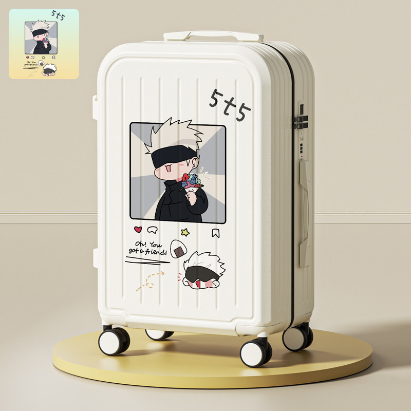 New multi-functional men's and women's boarding school printed travel carry-on suitcase, large capacity student trolley luggage with combination lock, sturdy.