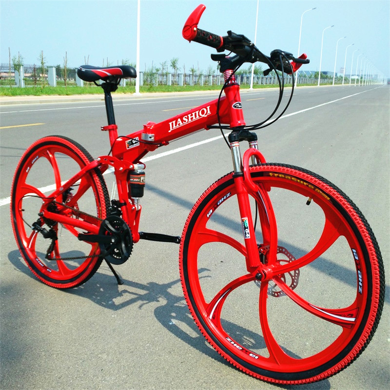 Folding bike ultra light soft tail frame All terrain Double disc Brakes Cross-country Wheels Climbing Bike men and women