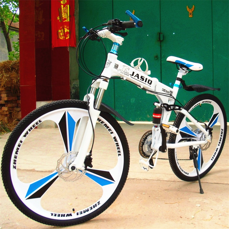 Urban leisure ultra-light one-body wheel forest road mountain bike adult male and female students manned variable speed folding bicycle