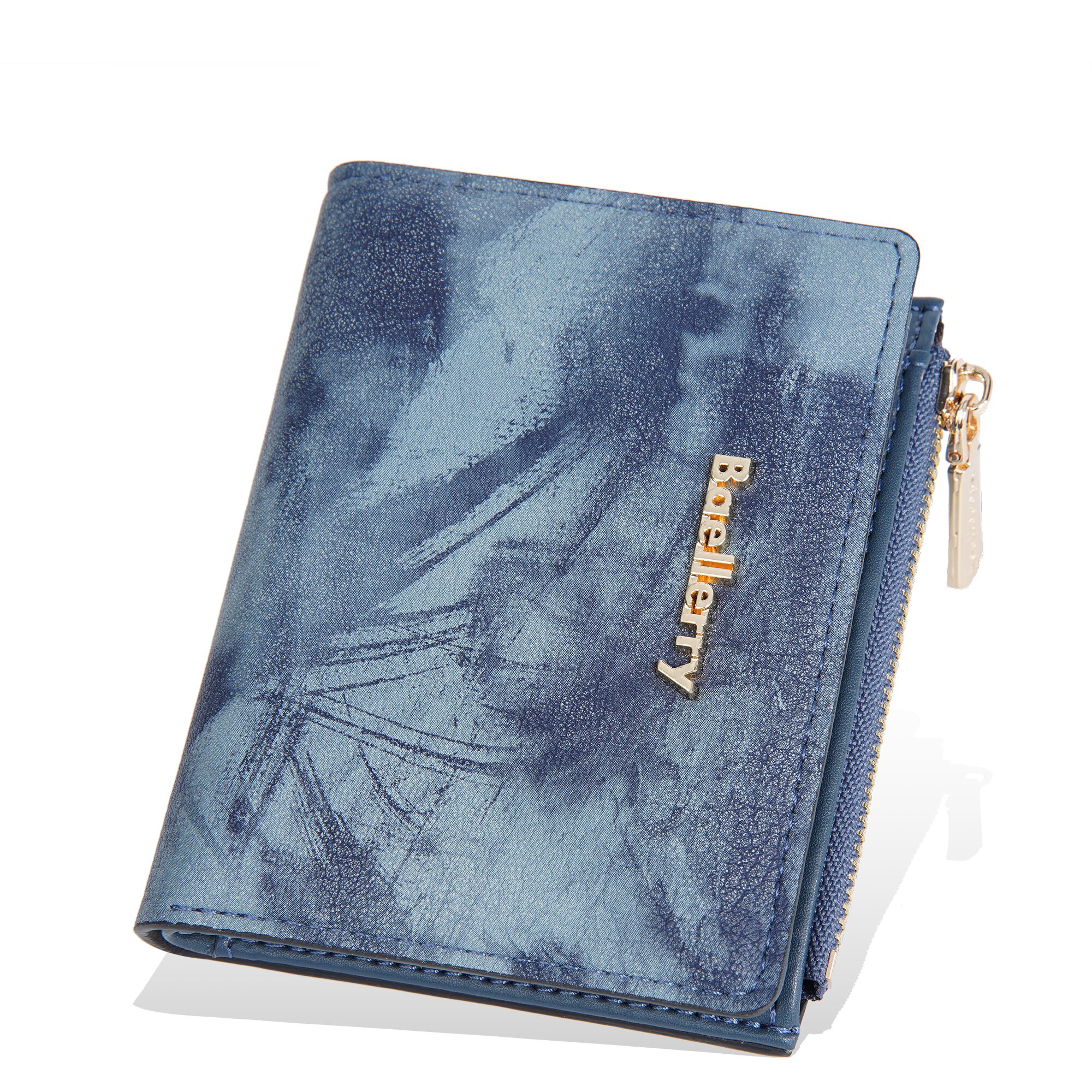 男女兼用薄型ショートウォレット、新スタイル、マルチカードスロット、ジッパー、隠しスナップ、グラデーションカラーの多機能学生用コインクリップ付き