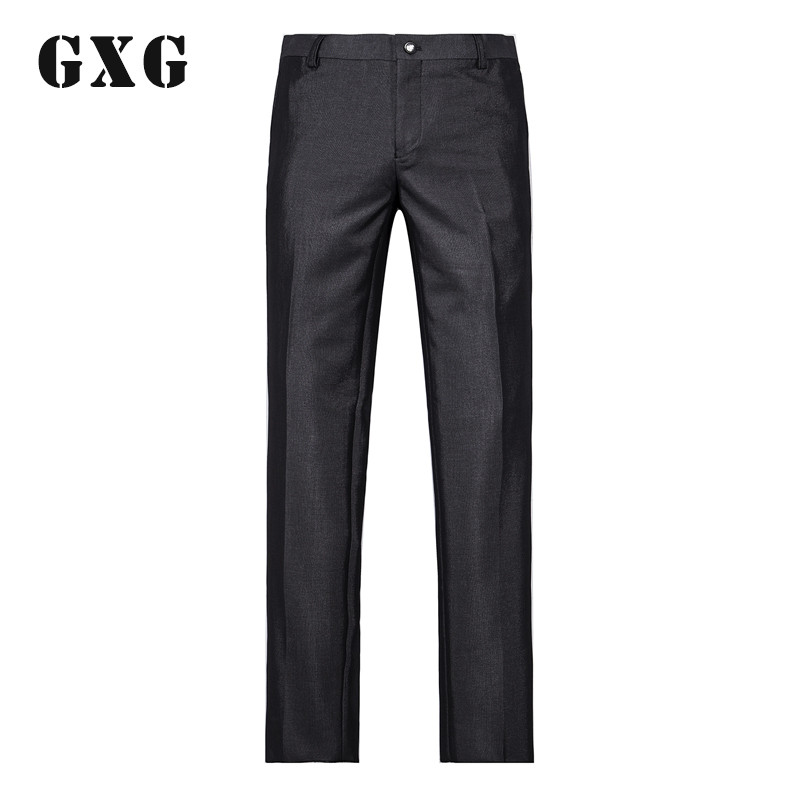 GXG西裤男装 秋季男士时尚休闲绅士修身斯文黑色潮流青年商务西裤