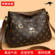 Genuine leather shoulder crossbody bag large capacity printed mom bag