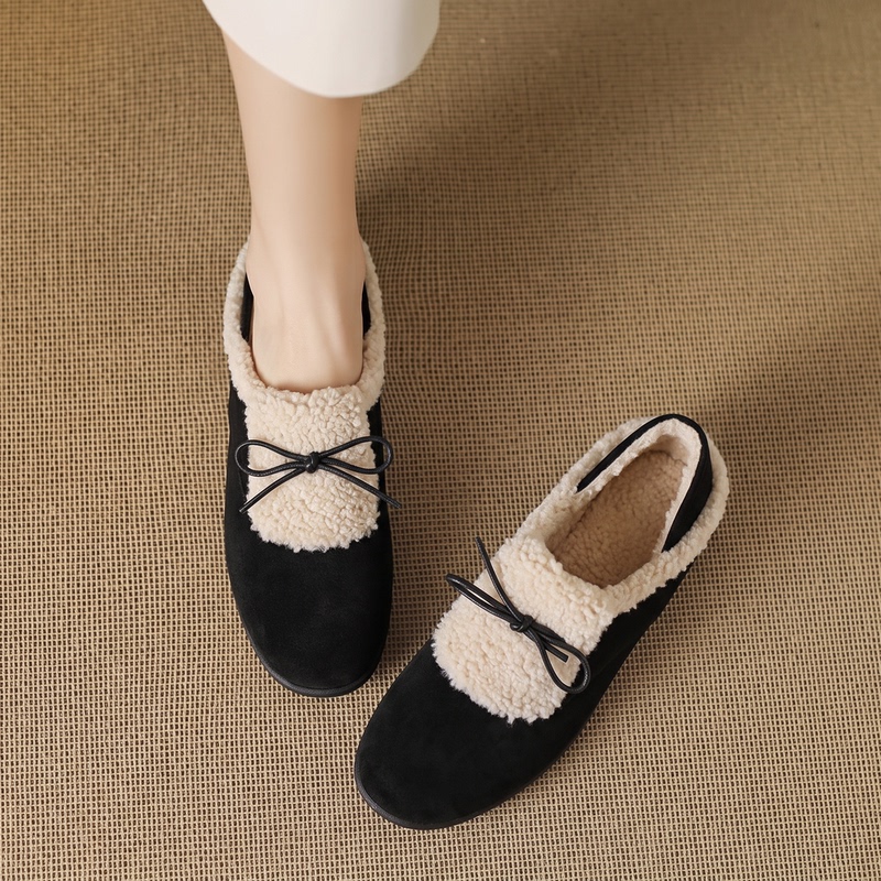 Italian Vibrant Shine~ Women's Winter Plush Warm Flat Closed-Toe Shoes, Cow Suede Slip-On Shoes Italian Vibrant Shine~ Women's Winter Plush Warm Flat Closed-Toe Shoes, Cow Suede Slip-On Shoes