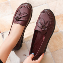 Spring and Autumn Mothers Shoes Soft sole Comfortable Single shoes Flat soles Middle-aged elderly womens shoes Middle-aged elderly grandma shoes summer