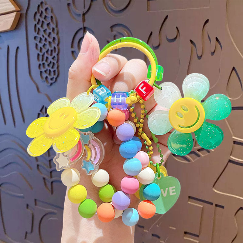 Internet-Famous Sunflower Colorful Beaded Chain Keychain Pendant, Exquisite Girl's Chain, Backpack Keychain, Car Decoration Internet-Famous Sunflower Colorful Beaded Chain Keychain Pendant, Exquisite Girl's Chain, Backpack Keychain, Car Decoration