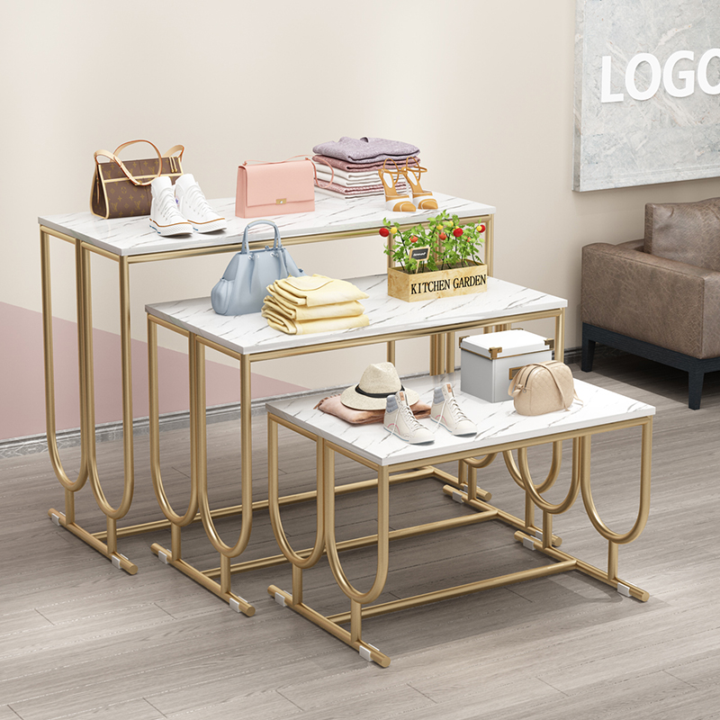 Nordic Clothing Store Table Middle Placed Middle Island Shelf Show Shelves Women's Assembly Line Terrace Display Desk High And Low Display Table-Taobao