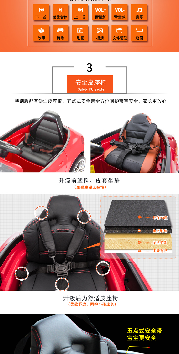 Bé trai và bé gái sơ sinh của Mercedes-Benz có thể ngồi người lái xe đồ chơi hai bánh trẻ em xe điện Xe đẩy bốn bánh điều khiển từ xa xe - Con lăn trượt patinet / trẻ em xe điện 2 bánh tự cân bằng 