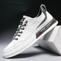 2022 new casual shoes mens trendy light luxury breathable pedal European leather small white shoes all-match flat shoes