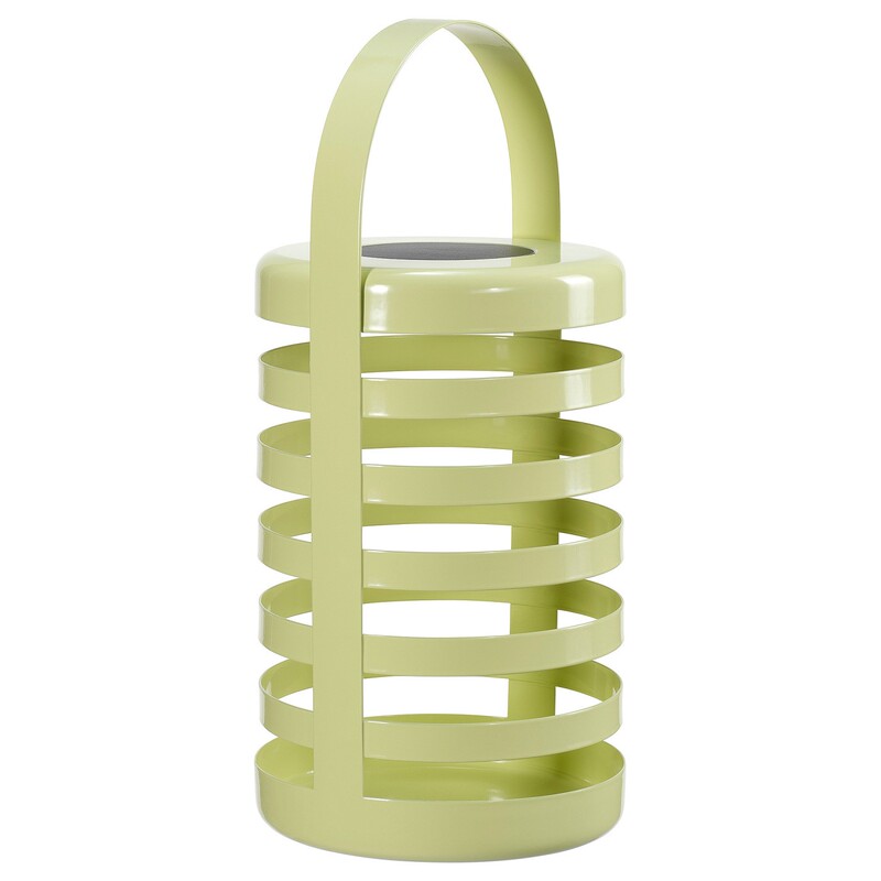 Ikea's New Limited Edition Swenton Decorative Table Lamp in Light Green with Solar Stripes for Outdoor Use