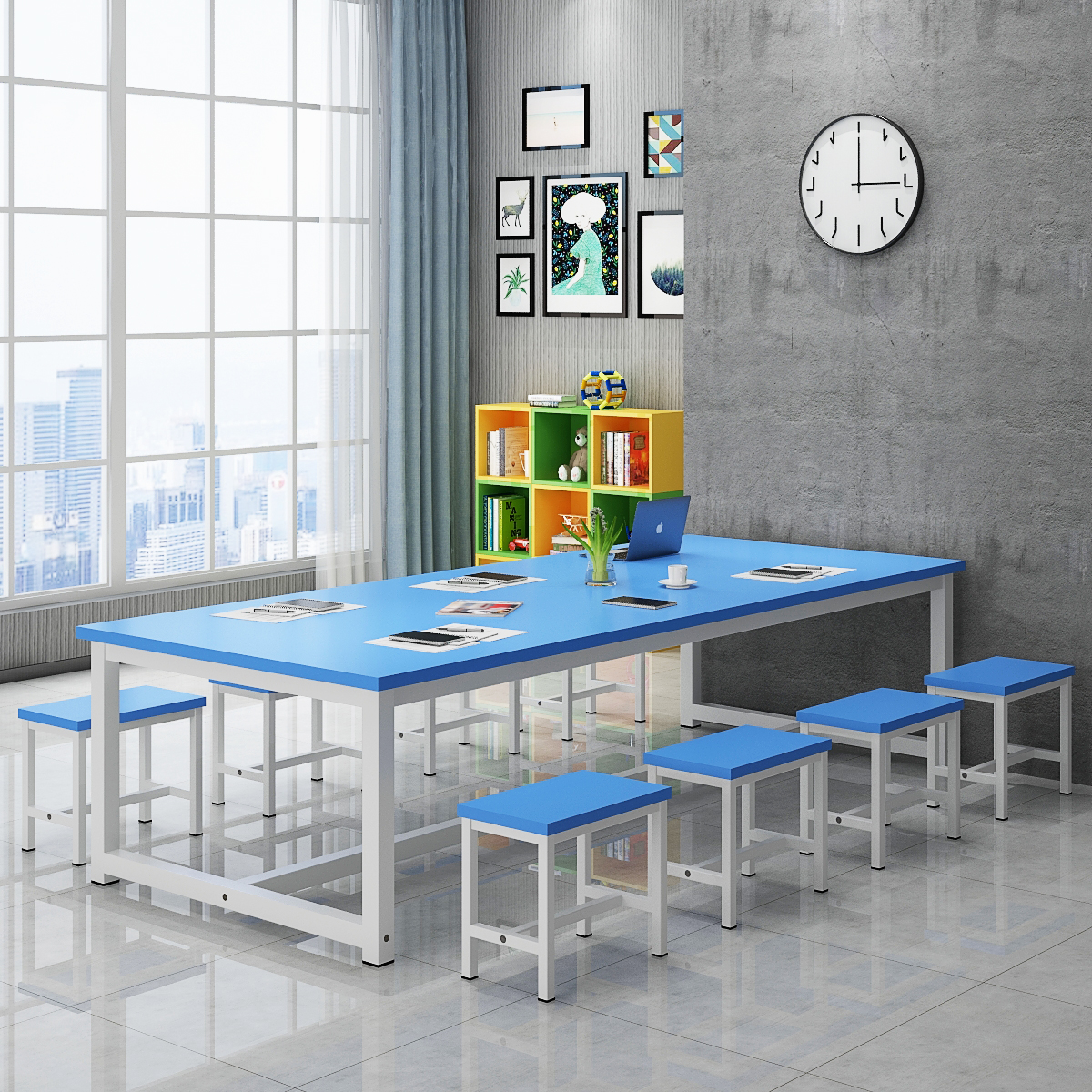 Elementary School Students Class Table And Chairs Suit Kindergarten Children Painting Room Fine Art Manual Painting Tutoring Class Training Table Study Table-Taobao