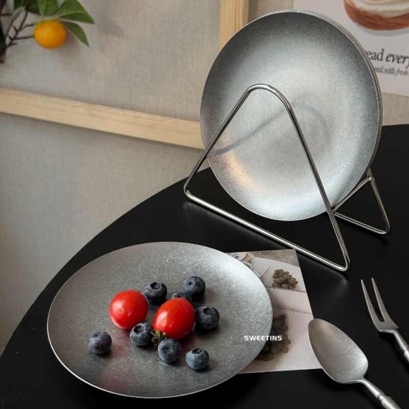 Retro Stainless Steel Bone Dish Set for Restaurant Commercial Use, Bone Dish, Seasoning Plate, Snack Round Plate, Dining Table Bone Small Dish