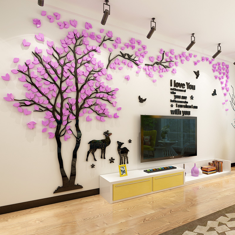 Creative 3d Solid Living Room Sofa TV Background Wall Decorative Sticker Bedroom room Tree Self-adhesive wall Sticker Painting