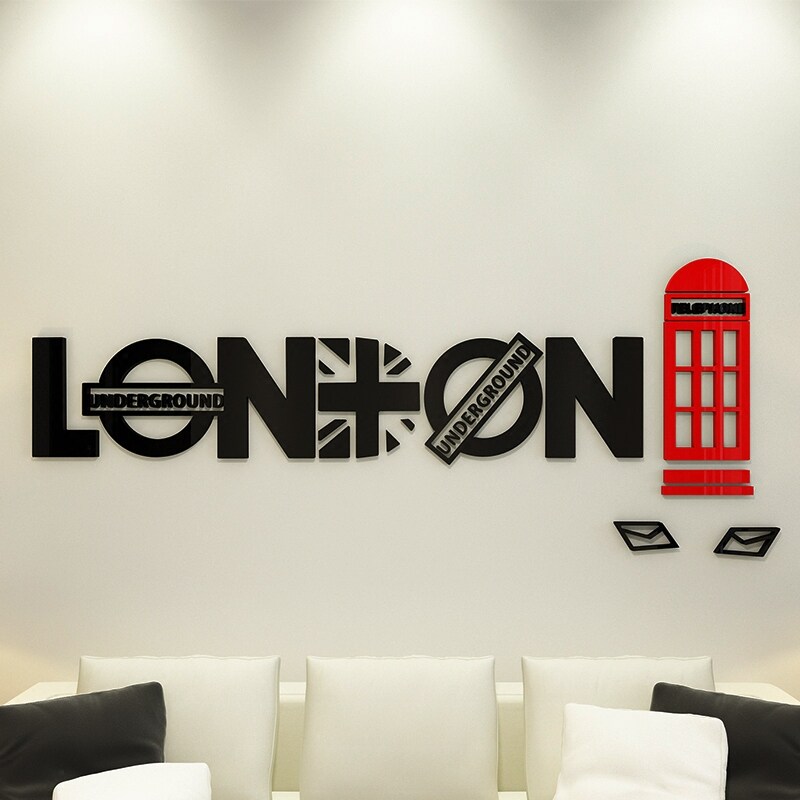 Creative English London 3d Solid wall sticker Living room sofa Background wall Decorative Painting Dining Hall Hallway Wall Stickers