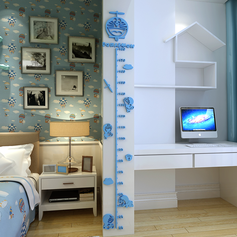 Cartoon Baby Measuring Height Stickers Children Room Arrangement Bedrooms Bedside Decorated Self-Glued 3d Solid Wall Stickler