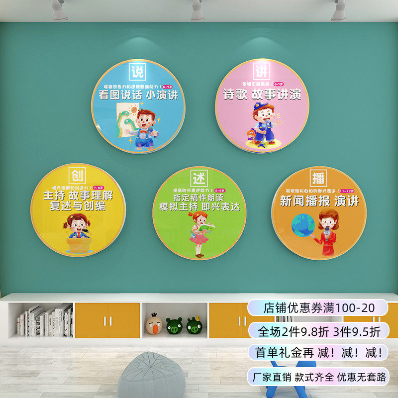 Podcast language oral language entrance training course Cultural wall cloth applid small host speech Classroom background wall decoration painting