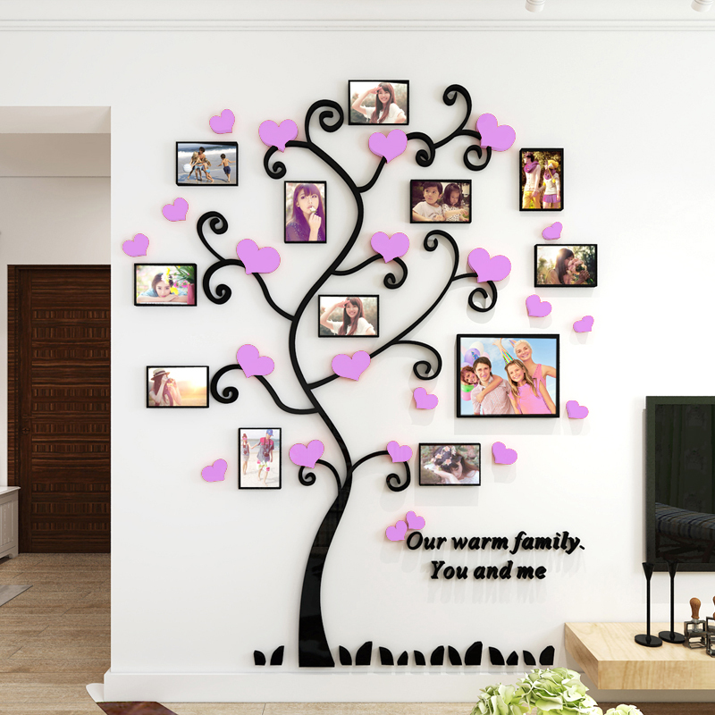 TV background wall decorates acrylic 3D stereo photo tree wall painting creative bedroom room arranged self - adhesion