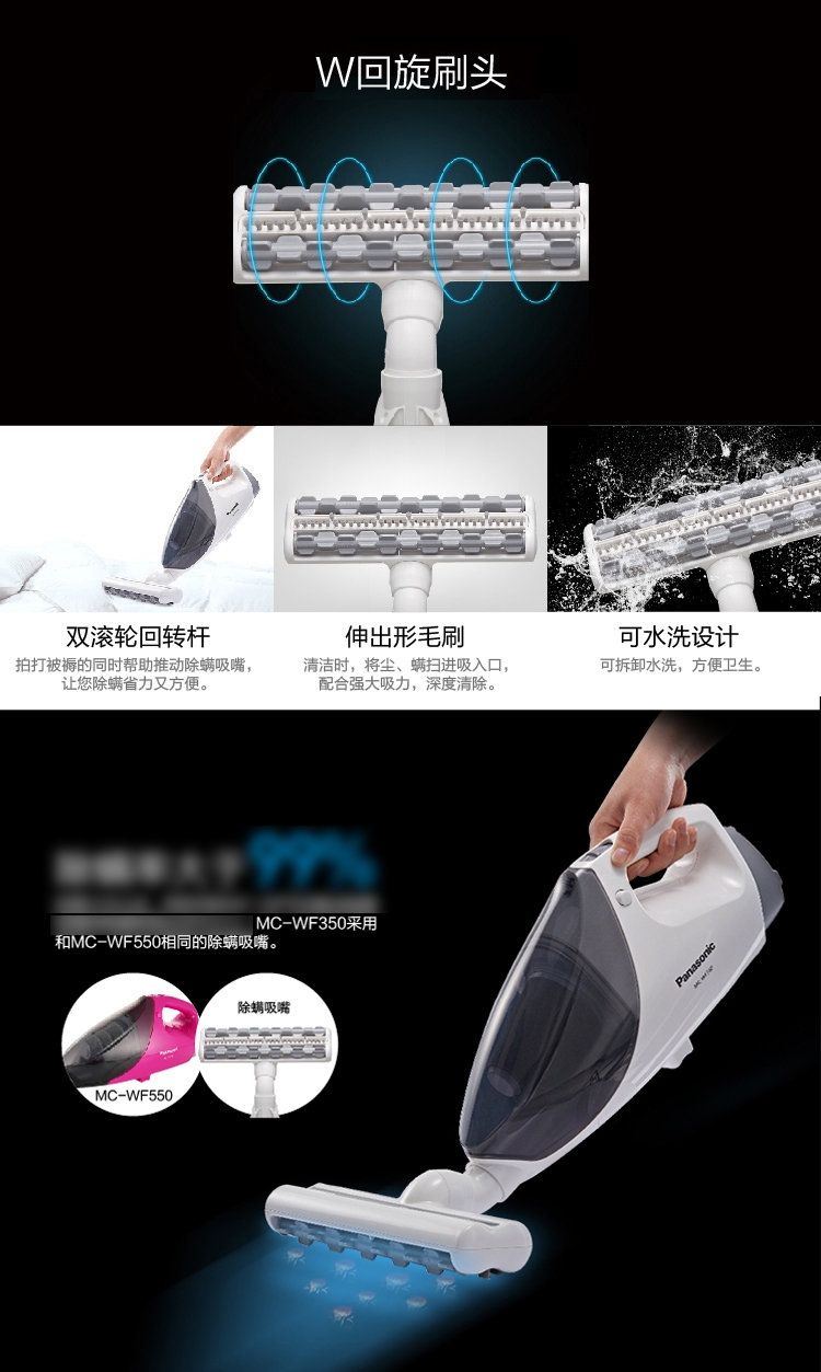 Máy hút bụi cầm tay gia đình Panasonic / Panasonic WF350 công suất cao nhỏ cầm tay có thể tháo rời - Máy hút bụi máy hút bụi công nghiệp cho gia đình