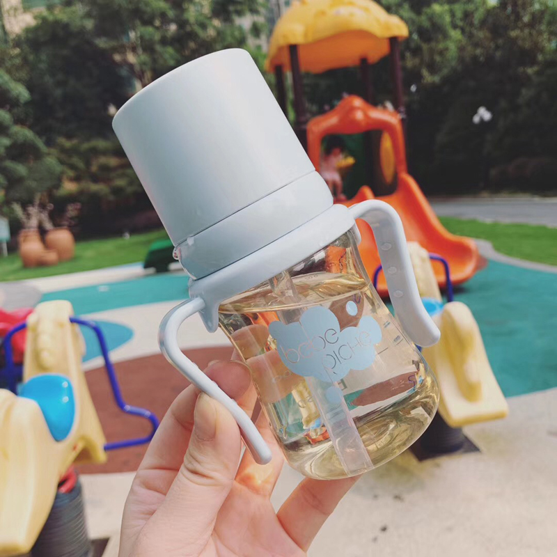 South Korean BEBE riche straw cup infant baby water glass double handle ppsu bottle with straw brush June 