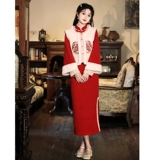 Красное ципао, демисезонный жилет, летний комплект, увеличенная толщина