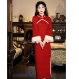 Красное ципао, демисезонный жилет, летний комплект, увеличенная толщина