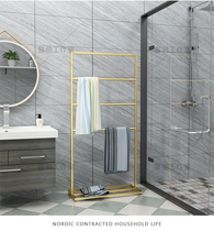 Nordic very simple towel rack bath towels hanger combined indoor hanging clothes hanger Sub-iron art floor shelf metal