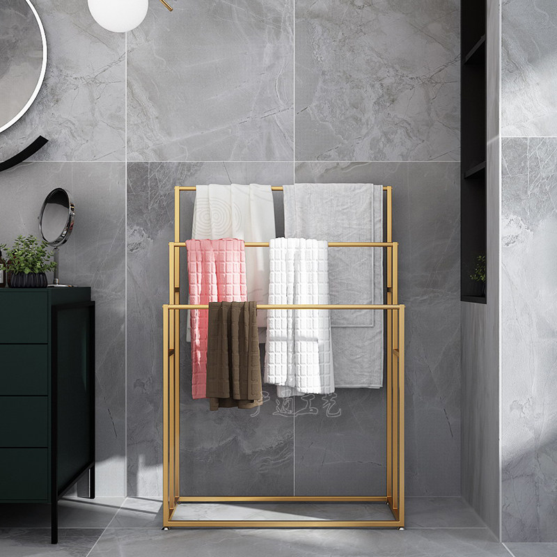 Nordic Stiletto-Free Floor Bathroom Hair Towel Rack Shelve Makeup Room Bath Towels Rack Rag Hanger Hanging Hanger