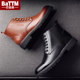 Winter Martin boots men's high-top leather shoes pure leather mid-top business fashion short boots British black velvet boots men's velvet