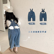 Girls pants autumn and winter baby pants children jeans big pp pants Angel Wings new foreign style Joker